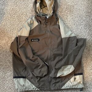Columbia Men's Hooded Windbreaker - Brown and Tan